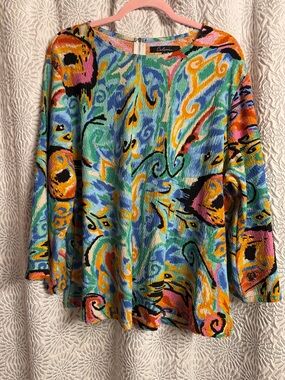 Calessa Vibrant Multicolor Abstract Pullover Top